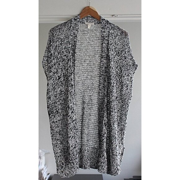 Eileen Fisher - Cap Sleeve, Open Front Cardigan in Melange Linen Grain Twist - L - Picture 4 of 10